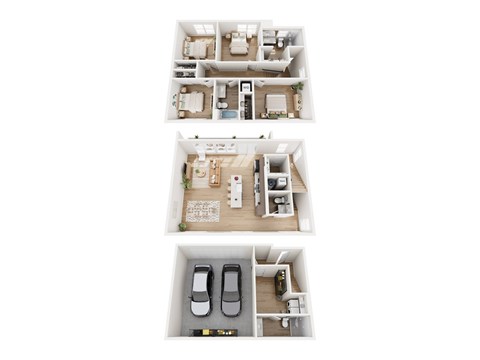 Floor plan for 4 beds, 2.5 baths, 1997 sqft